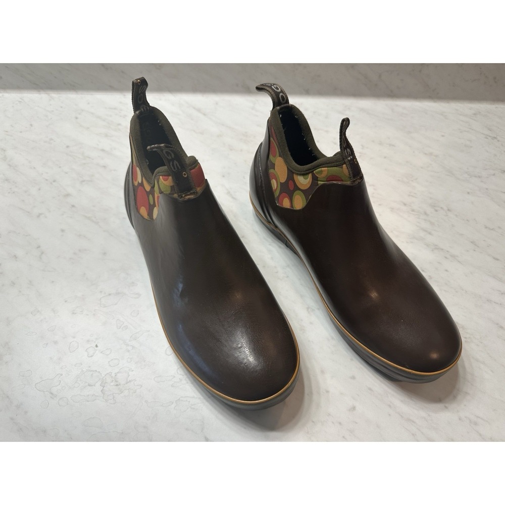 Bogs Mattie Bubbles Brown Slip On Rain Shoes Garden Waterproof Womens 10